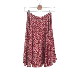 Vintage Zoe California Red Floral Flowy Skirt Made in USA Size S — Fairycore